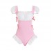 Guiruo Fun Lingerie Sexy Hidden Buckle Opening Seduction One Piece Dresses for Maids with Chest Pads Uniform Sexy Set 1684