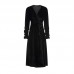 Qiruo Autumn and Winter New Velvet Sleeping Dress Long Lace Up Outer Robe Pleated Cuffs Women's Home Fur Set J2855