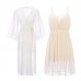 Guiruo French Private Sexy Nightwear Mesh Perspective Comfortable Hanging Strap Nightwear Outer Robe Women's Home Furnishing Set 2133