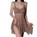 Guiruo Sexy Mesh Perspective Lace Deep V Temptation Women's Sling Nightgown Pure Sex Fun Pjama Set 3298