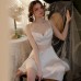 Guiruo Sexy Backless Temptation Ice Silk Pajamas Mesh Perspective Temptation Sling Skirt Outer Robe Home Suit Set 3254