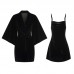 Guiruo Sexy Velvet French Split Suspended Sleeping Dress Comfortable Loose Lace up Outer Robe Women's Home Fur Set 2821