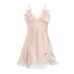 Guiruo Spring/Summer Bowknot Mesh Spliced Satin Nightwear Sweet Chest Cushion Suspender Sleepwear Home Suit 1380