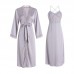 Guiruo Sexy Long Solid Color Comfortable Pajamas with Chest Pads Gathered Strap Skirt Outer Robe Home Suit Set j2593