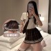 Guiruo Fun Lingerie JK Sexy Student Dress Women's Pleated Skirt Plaid Short Skirt Role Playing Uniform Set 3138