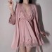 Guiruo Satin Lace Hanging Pajama Dress Sexy Deep V Thin Pajama Lace Up Outer Robe Home Furnishing Set Issued on behalf of 267