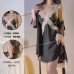 Guiruo Lazy Wind Deep V Lace Satin Face Waist Slim Slim Slim Slim Suspended Sleeping Dress Comfortable Outer Robe Home Suit Set 3789