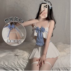 Guiruo Japanese Student Dress Hip length Split Sexy Open Waist Luoli Style Hot Uniform Role Playing Set 2417