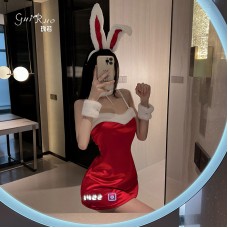 Guiruo Fun Underwear Sexy Slim Slim Slim Slim Sleeping Dress Velvet Solid Color Rabbit Girl No Take Off Comic Suit Set 1115