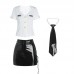 Guiruo Fun Underwear Sexy Lacquer Leather Slim Fit Mini Skirt Hollow out Strap Temptation Professional Uniform Set 3083