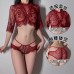 Guiruo Fun Lingerie Sexy Lace Perspective Split Body Temptation Breast Dewing Uniform Three Point Bed Set Issued on behalf of 120