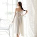 Guiruo Imitation Silk Pajamas Women's Spring/Summer Long Sexy Perspective Pajamas Bathrobe Women's Large Homewear Set 060