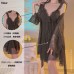 Guiruo Summer Pure Desire Mesh Perspective Temptation Chest Pads Gather Sweet Strap Sleeping Skirt Outer Robe Home Set 3181