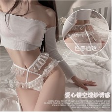 Guiruo New Girl Mesh Low Waist Love Lace Edge Hollow out Perspective Attractive Cross Strap Triangle Pants 2436