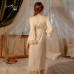 Guiruo Sexy V-neck Satin Lace Embroidery and Chest Cushion Split Simple and Comfortable Sleeping Dress Home Suit Set Q2956