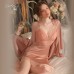 Guiruo Ice Silk Pure Desire Wind Hanging Pajama Dress Sexy Lace Pajamas Women's Thin Sleepgown Home Suit Set 3372