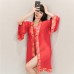 Guiruo Fun Lingerie Red Ancient and Kimono Style Palace Belly Pocket Sexy Uniform Outer Robe Seduction Pjama Set 757