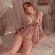 Guiruo Fun Lingerie Sexy Leaking Breast Temptation Sleepwear Mesh Pure Desire Sling Sleepwear Women's Uniform Set 2598