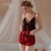 Guiruo Sexy Sweet Satin Lace Deep V Temptation Sling Top Shorts Comfortable Sleepwear Two Piece Set 19323