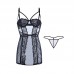 Guiruo Summer Fun Underwear Sexy temptation Open back Mesh Steel Ring Gathering Sling Dress Home Suit Set 2102