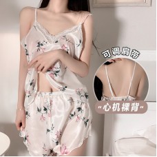 Guiruo Spring/Summer Sexy Printing Solid Color Pajamas Comfortable Large Strap Shorts Home Suit Set Issued on behalf of 19070