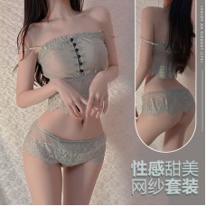 Guiruo Sexy Mesh Perspective Temptation Split Sweet Lace Waist Temptation Home Fur Women's Set Sent on behalf of 315