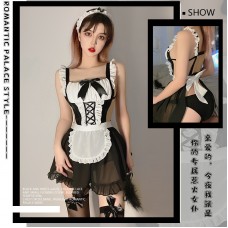 Guiruo Fun Underwear Chiffon Perspective Cute Backless Maid Role Playing Uniform Temptation Set 178