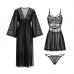 Guiruo Sexy Mesh Perspective Temptation Private Room Pajamas Chest Cushion Suspended Skirt Lace up Outer Robe Home Suit Set 1827