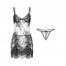 Guiruo Fun Underwear Sexy Deep V Lace Pajamas Women's Backless Temptation Sling Sleeping Dress Home Suit Set 1581