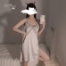 Guiruo Spring/Summer Thin Solid Color Strap Sexy Deep V Nightwear Home Furnished Lace Split Pajama Set Sent 199