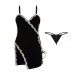 Guiruo Brand Sweet Lace Lace Side Split Strap Temptation Plus Chest Cushion Velvet Suspender Sleeping Dress Set 1593