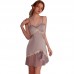 Guiruo Sexy V-neck with Chest Cushion Satin Seduction Sling Sleeping Dress Simple Outer Robe Women's Home Suit Set 2419