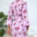 Guiruo Sexy Printing Split Deep V Lace Temptation Sling Sleeping Dress with Waist Tie Up Outer Robe Set Foreign Trade 9333