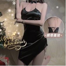 Guiruo Sexy Hanging Neck Bell Neck Ring Strap Temptation Christmas Uniform Pure Desire Hanging Strap Fun Sleeping Dress Set 3816