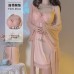 Guiruo Sexy Pure Desire Style Small Chest Gathering with Chest Cushion Steel Ring Hanging Strap Sleeping Dress Outer Robe Women's Homewear Set 2679