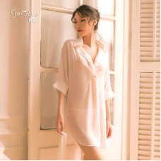 Guiruo New Chiffon Sexy Sleepwear Women's Spring/Summer Long White Shirt Fun Underwear Korean Version Shirt 243