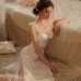 Guiruo Sexy Plus Chest Cushion Lace Hollow Splice Wave Dot Transparent Yarn Sweet Temptation Home Sleeping Dress Set J3052