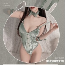 Guiruo Fun Lingerie Sexy Velvet Rabbit Girl with Chest Cushion Bodysuit with Concealed Buckle Opening Uniform Fury Set 2606