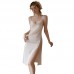 Guiruo Sexy Satin Stacked Collar U-shaped Open Back High Split Retro Pan Buckle Long Strap Home Sleeping Dress 3445