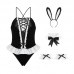 Guiruo Fun Lingerie Women's Secret Buckle Open Band Rabbit Girl Sexy Cross Strap Attractive Neck Hanging Uniform Set 1028