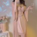 Guiruo Sexy Pure Desire Wind Mesh Breathable Sleeping Dress with Chest Cushion Steel Ring Gathering Sling Sleeping Dress Outer Robe Home Furnishing 2679