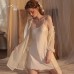 Guiruo Sexy Satin Deep V Open Back Small Chest Suspended Sleeping Dress Simple Mesh Outer Robe Women's Home Furnishing Set 2369