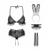 Guiruo Sexy Strap Deep V Neck Hanging Passionate Three Point Rabbit Girl Role Playing Uniform Temptation Fun Set 469