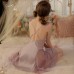 Guiruo Sexy Sweet Deep V Chest Cushion Steel Ring Gathering Satin Mesh Perspective Backless Home Sleeping Dress Set P3119