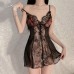 Guiruo Fun Lingerie Sexy Temptation Lace Deep V Perspective Split Pure Desire Sling Sleeping Dress Uniform Set 1958