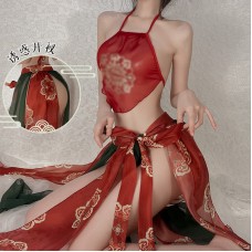 Guiruo Fun Lingerie Sexy Printing Perspective Belly Bag Dunhuang Flying Sky Exotic Hanfu Uniform Set Issued on behalf of 1673