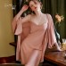 Guiruo Spring and Summer New Sweet Girl Private Nightwear Ice Silk Comfortable Sling Sleeping Dress Outer Robe Home Set 1477