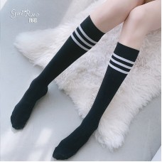 Guiruo Fun Lingerie Student Sexy Sexy Sexy Socks Cotton Black and White Striped Long Tube Socks High Tube Socks Silk Socks W13