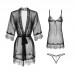 Guiruo Fun Lingerie Sexy Solid Lace Strap Dress Mesh Perspective Lace Up Outer Robe Home Suit Set 525