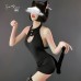 Guiruo Fun Lingerie Open Back Cat Girl Chest Sexy Hollow out Temptation Slim Fit Wrap Hip Dress Passionate Uniform 805